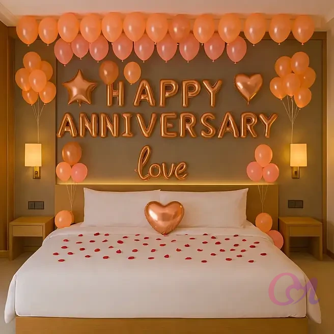 Blush Romance Anniversary Balloon Decor