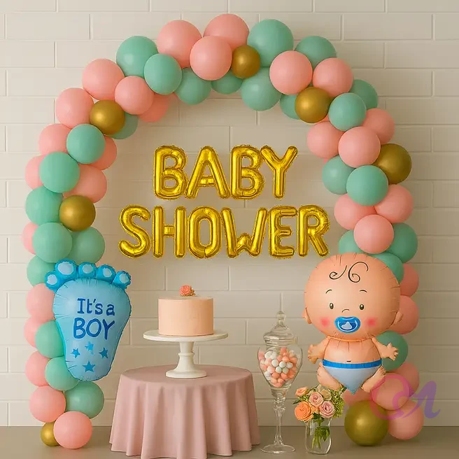 Mint N Pink Baby Shower Balloon Arch image 2