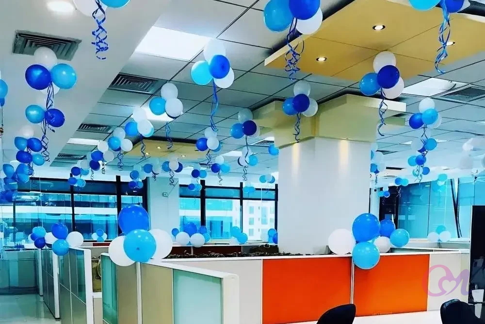 Blue White Theme Office Decoration image 3